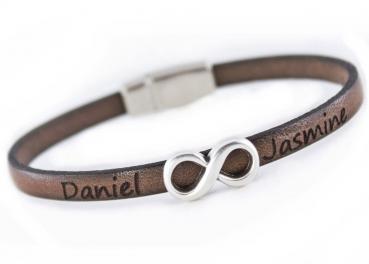 Armband INFINITY mit Ihrer Wunschgravur, Farbe wählbar
