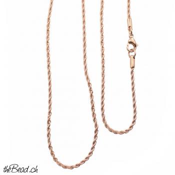 2 mm rose Kordelkette, 70 cm lang