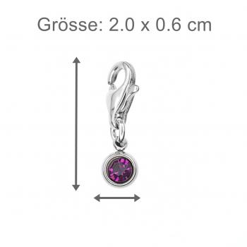 Preview: Edelstahl - mini STRASS Charm, amethystfarben Preview: strass stein charm