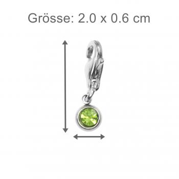 Preview: Edelstahl - mini STRASS Charm, peridotfarben Preview: strass stein charm