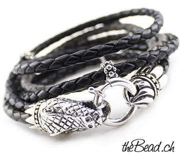 Leather Bracelet CROCODILE 925 Silver