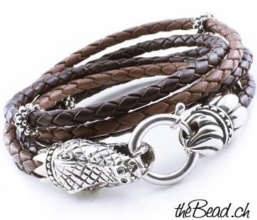 Leather Bracelet CROCODILE 925 Silver