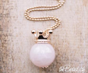 necklace 925 rosegold plated  sterling silver rose quartz