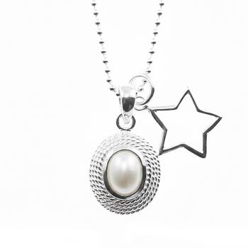 Silberhalskette mit PERLE & STERN Anhänger