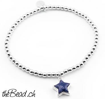 KYANIT STERN mit Silberkugel Armband