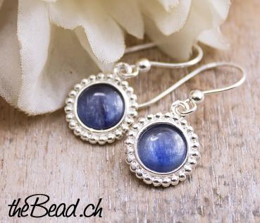 Earrings made of 925 sterling silver and kyanite