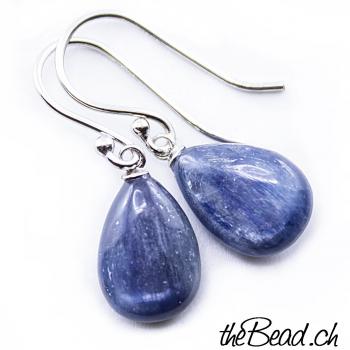 Earrings made of 925 sterling silver and kyanite