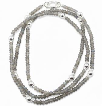 Halskette mit facettiertem LABRADORIT, 85 cm lang!