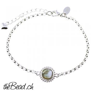 silver bracelet with LABRADORITE