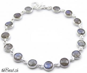 Silberarmband mit facettiertem LABRADORIT