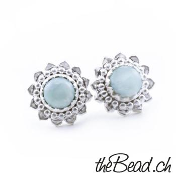 925 sterling silver earrings with larimar