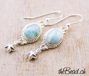 925 sterling silver and larimar earrings