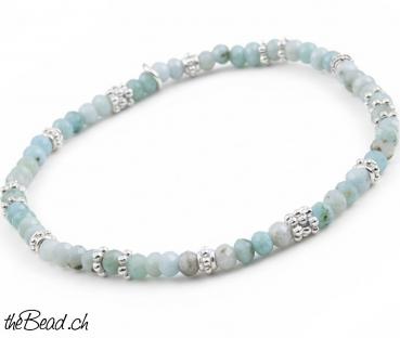 Preview: LARIMAR Armband mit Silberperlen Preview: LARIMAR Armband mit Silberperlen