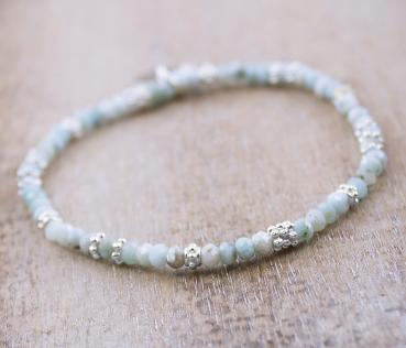 Larimar Edelstein Armband mit 925 Sterling Silber