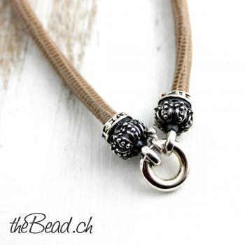 Leather necklace with 925 sterling silver clasp