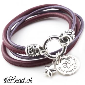 Armband SOUL in Burgundy, mit Ihrer Wunschgravur