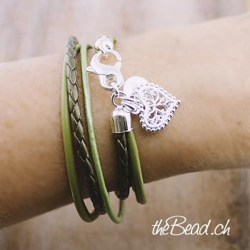 damen lederarmband mit herz anhänger