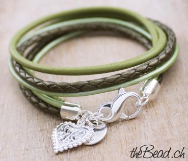 Braided Leather bracelet heart