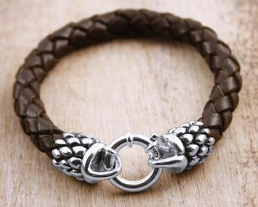 Herren Lederarmband &  925 Sterling Silber