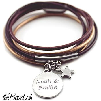 leather cord bracelet with engraving