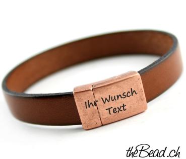 Lederarmband No.1 Antik COPPER, Wunschgravur & Farben zur Wahl!