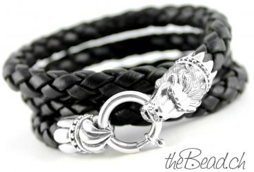 braided leather bracelet lion