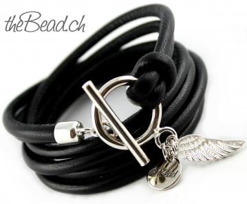 Leather Bracelet CITYQUEEN in black