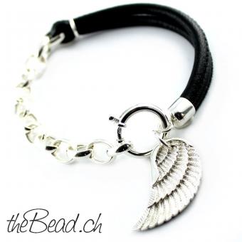 Bracelet made of leather and 925 Sterling Silver