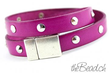 Leather bracelet FUCHSIA