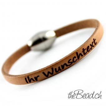 Lederarmband *S* No.1 graviert mit IHREM Wunschtext