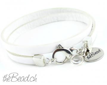 Leather Bracelet JOY in white