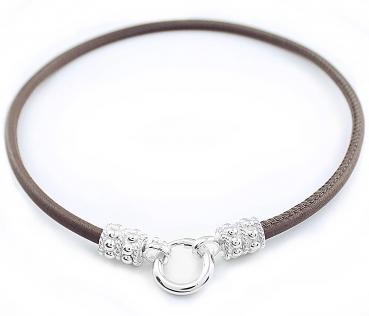 Leather necklace with silver clasp