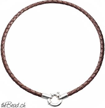 Lederhalskette & 925 Sterling Silber, 4 mm, viele Farben