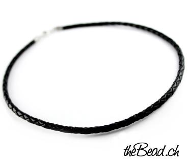 braided leather necklace, 4 mm in diameter