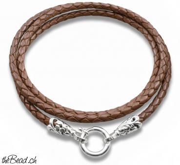 geflochtene Leder Halskette FANTASIE, Farbe sowie Länge (bis 90 cm) wählbar