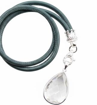 Preview: Lederhalskette mit bergkristall anhaenger