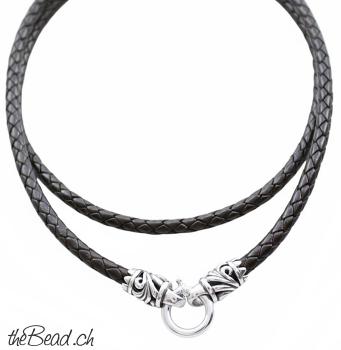 5 mm Lederkette mit Silberverschluss, Länge wählbar