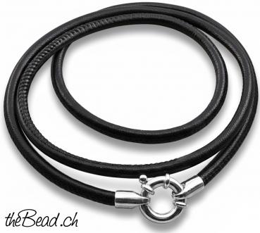 Preview: Herren Lederhalskette mit grossem Verschluss von theBead