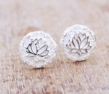 lotus silver earrings