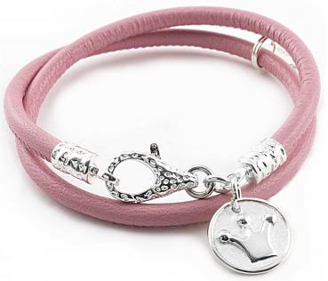 Damen 925 Silber lederarmband aus Silber theBead mit krönchen anhänger