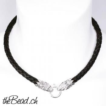 lion braided leather necklace