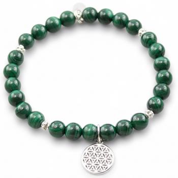 Armband mit BLUME des LEBENS Anhänger & Malachit