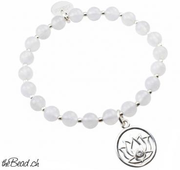 REGENBOGEN MONDSTEIN Armband mit Lotusblüten Anhänger