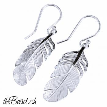 Grosse Feder Ohrhänger aus 925 Sterling Silber