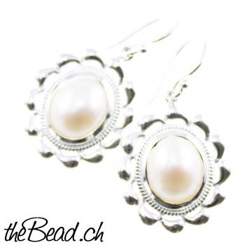 925 silver with freshwater pearl earrings