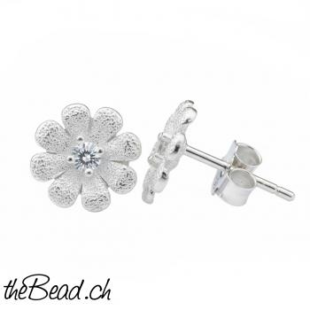 Ohrstecker BLUME mit Zirkonia