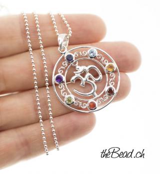 Chakra Silberschmuck OM anhänger Halskette Geschenkidee