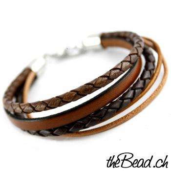 Damen Lederarmband ONE SIZE in Braun, Gravur möglich!