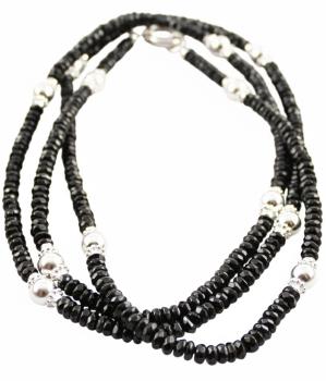 Halskette aus ONYX & Silber, 85 cm lang!