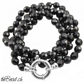 facettierte rauchquarz kugelkette silberkugel perlenkette mit 925 sterling silber